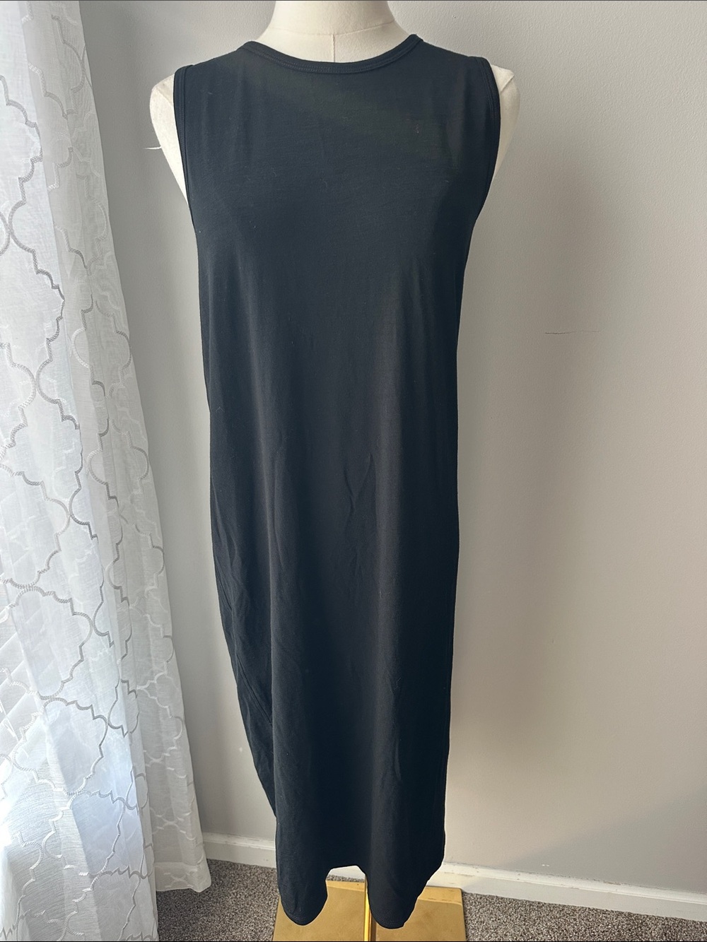 Unbound Merino Wool Blend Sleeveless Travel Tank Midi Dress Women M Black